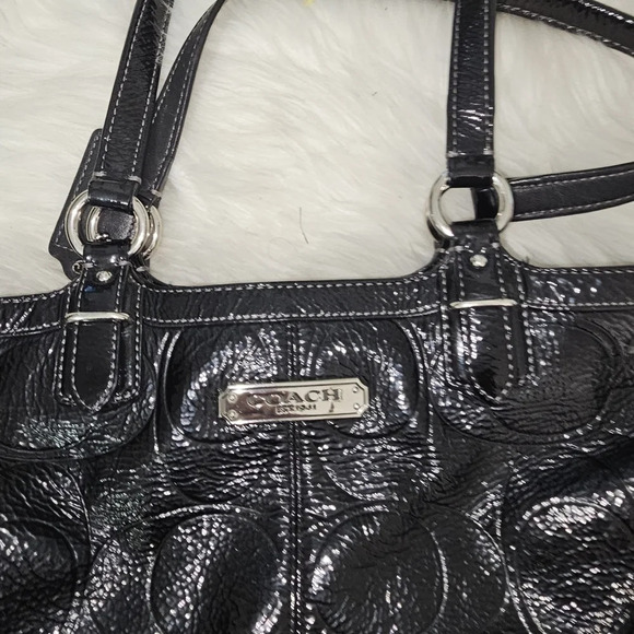 Coach Gallery Embossed Patent Leather shoulder Bag Black  #19462 EUC - Picture 5 of 15